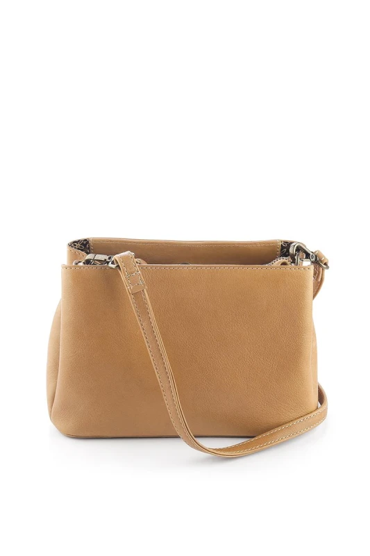 Image of PRIMEHIDE 'Washed Cancun' Leather Triple Compartment Handbag Light Sand
