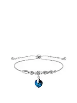 Image of Jon Richard Silver Plated Crystal Bermuda Blue Heart Toggle Bracelet