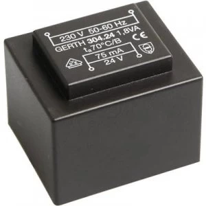 Image of PCB mount transformer 1 x 230 V 2 x 7.50 V AC 1.80 VA 120 mA