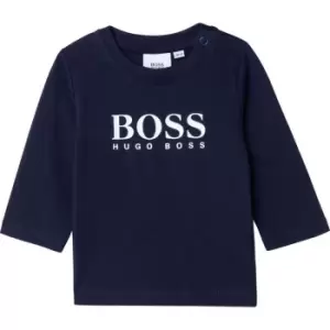 Image of Boss Big Logo Long Sleeve T-Shirt Baby Boys - Blue