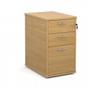 image of Maestro 25 Desk High 3 Drawer Pedestal With Silver Handles 600mm Deep - OAK