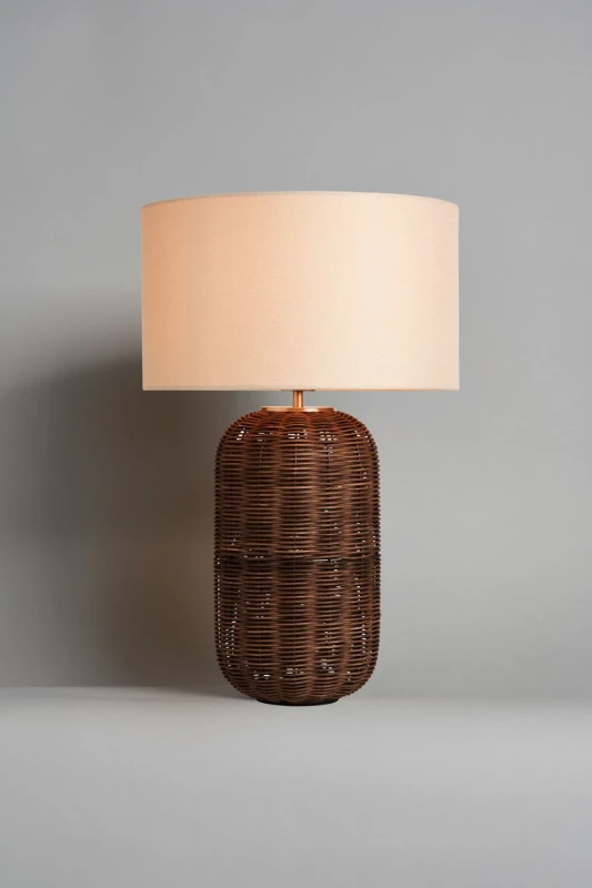 Image of BHS Lighting Garvey Brown Table Lamp Brown Unisex