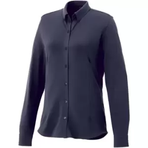 Elevate Womens/Ladies Bigelow Long Sleeve Pique Shirt (L) (Navy)