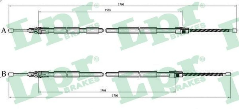 Image of LPR Handbrake cable LPR C1424B