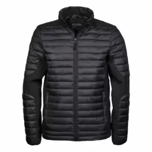 image of Teejays Mens Padded Full Zip Crossover Jacket (3XL) (Black)