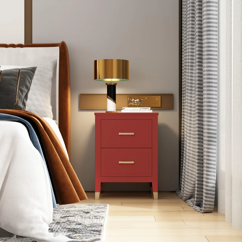 Image of Cabinet Bits Palazzi 2 Drawer Bedside Table Red