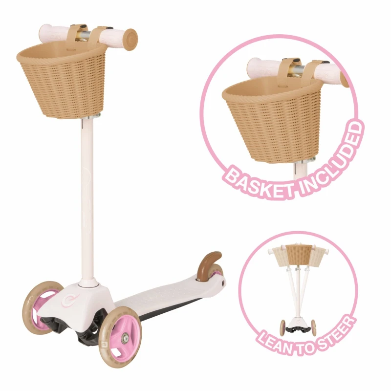 Image of Evo EVO Mini Cruiser 3 Wheel Scooter with Basket - Pink Pastel