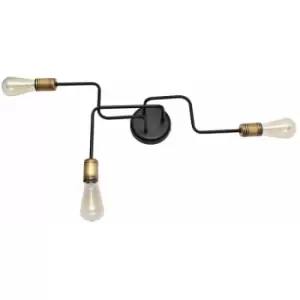 image of Helam Tube Multi Arm Semi Flush Ceiling Light Black, Patina 66cm