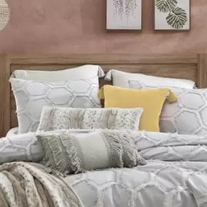 Image of Peri Home Clipped Honeycomb Double Duvet Cover, Grey