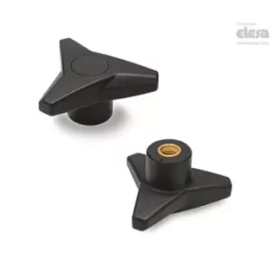 Image of ELESA Three-arm knob-VB.839/80 B-M12-C6 Red
