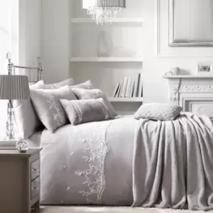 Image of By Caprice Home Lacy Butterfly Embellished Duvet Cover Set, Silver, Super King