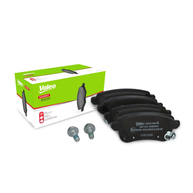 Image of VALEO 302786A Brake pad set EXPERT Rear Axle, incl. wear warning contact, with anti-squeak plate Brake Pad Set,disc brake (402)