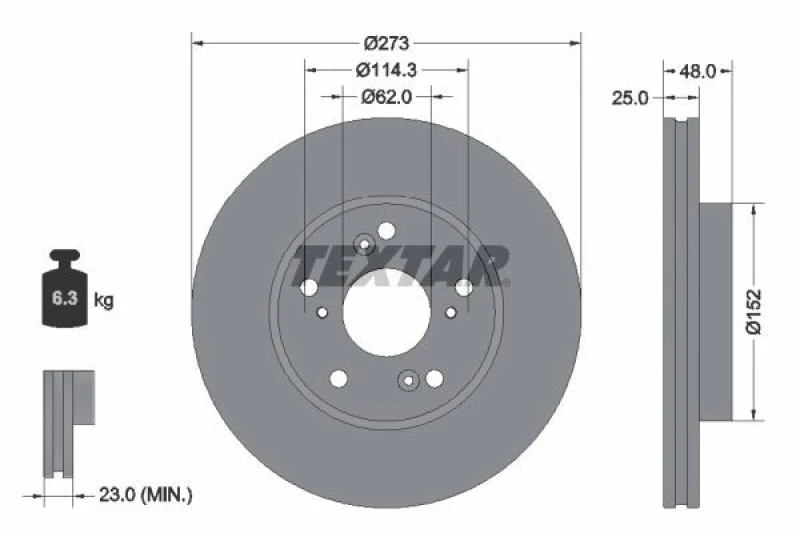 Image of Brake disc TEXTAR 92354803