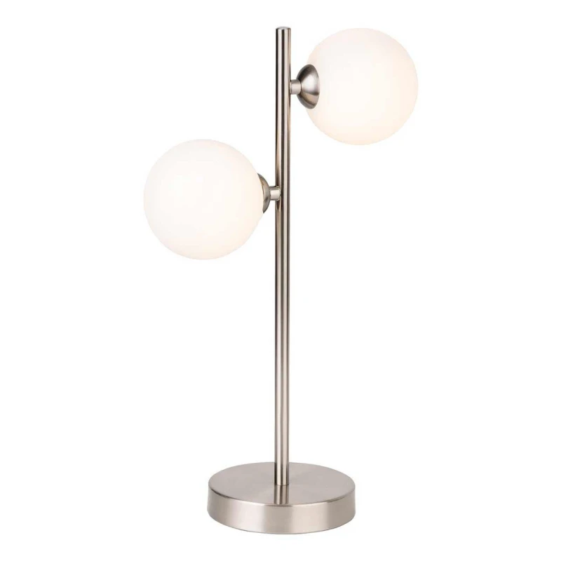 Image of Firstlight Lyric 2-Light Table Lamp with On/Off Switch Opal in Brushed Steel