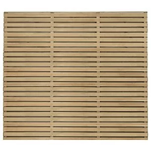 Image of Forest Garden Double Slatted Fence Panel 6 x 5ft 3 Pack