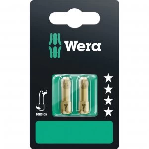 image of Wera Torsion Extra Hard Pozi Screwdriver Bits PZ3 25mm Pack of 2