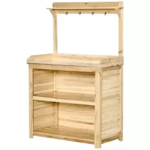 Image of Outsunny Potting Bench Table Workstation w/ Galvanized Tabletop Storage Shelf