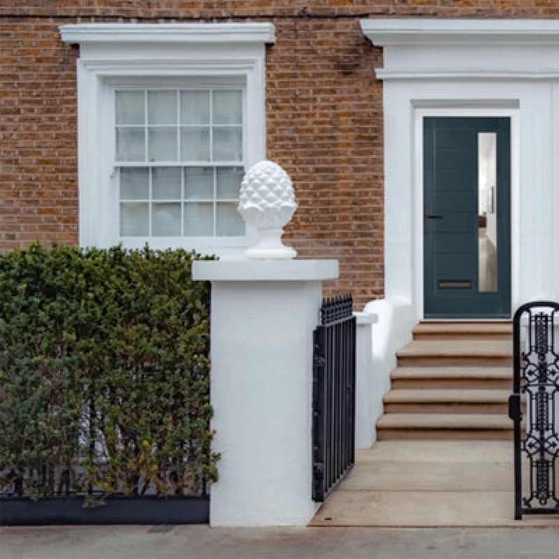 Image of Lacerta Composite Door Monza 7016 Grey 890mm X 2090mm Open In Right Hand Clear Glass 10 Year Guarantee - Free Delivery & Smart Lock