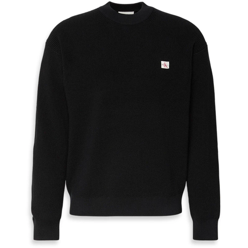 Image of Calvin Klein Jeans Mens CKJ Waffle Crew Neck Jumper Black UB1 male XL