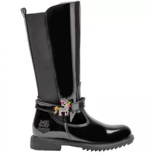 Image of Lelli Kelly Girls Frances Unicorn Knee Boot - Black Patent