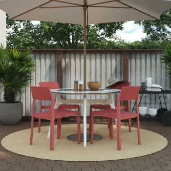 Image of Thenovogratz - Novogratz Chandler Stacking Garden Patio Dining Chairs 4 Pack Red