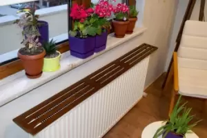 image of Etarad Handmade Solid Wood Radiator Cover Shelf (100cm)