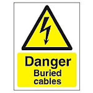 image of Warning Sign Buried Cables Plastic 40 x 30 cm