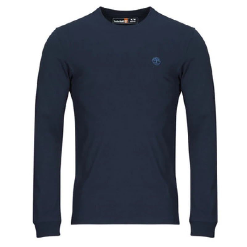 Image of Cotton Slim Fit T-Shirt with Crew Neck and Long Sleeves
