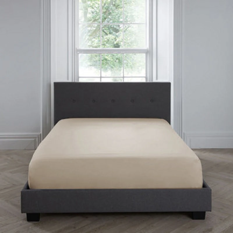 Image of Appletree 'Premium 200TC Plain Dye' Hotel Quality 100% Percale Cotton Fitted Bed Sheet in Natural Size: Double Fitted Natural Unisex Double Fitted