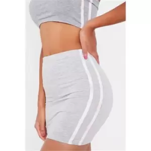 Image of I Saw It First Grey Marl Tie Dye Print Side Stripe Mini Skirt - Grey