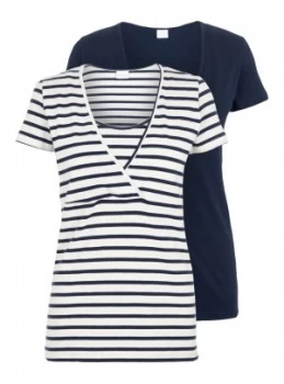 Image of Stripe & Navy Maternity Top 2 Pack - 14