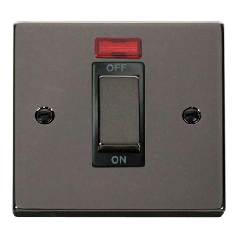 Image of SE Home Black Nickel 1 Gang Ingot Size 45A Switch With Neon Black