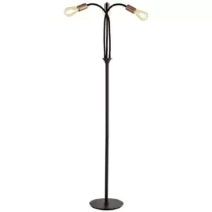 Image of Luminosa Lighting - Flexible Floor Lamp, 3 Light E27, Satin Black, Brushed Copper