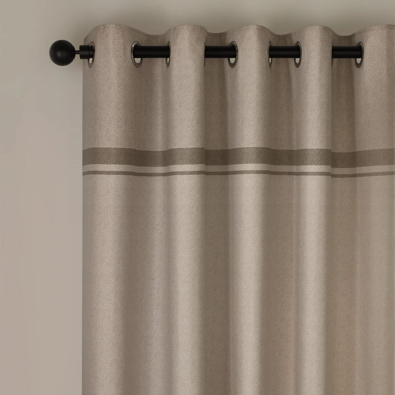 Image of Catherine Lansfield Melville Ready Made Eyelet Curtains Natural