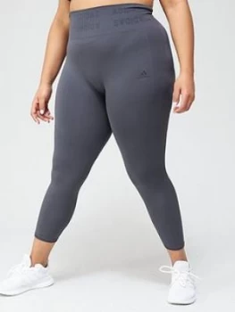 Image of adidas Plus Aeroknit 7/8 Tight - Dark Grey, Size 1X, Women