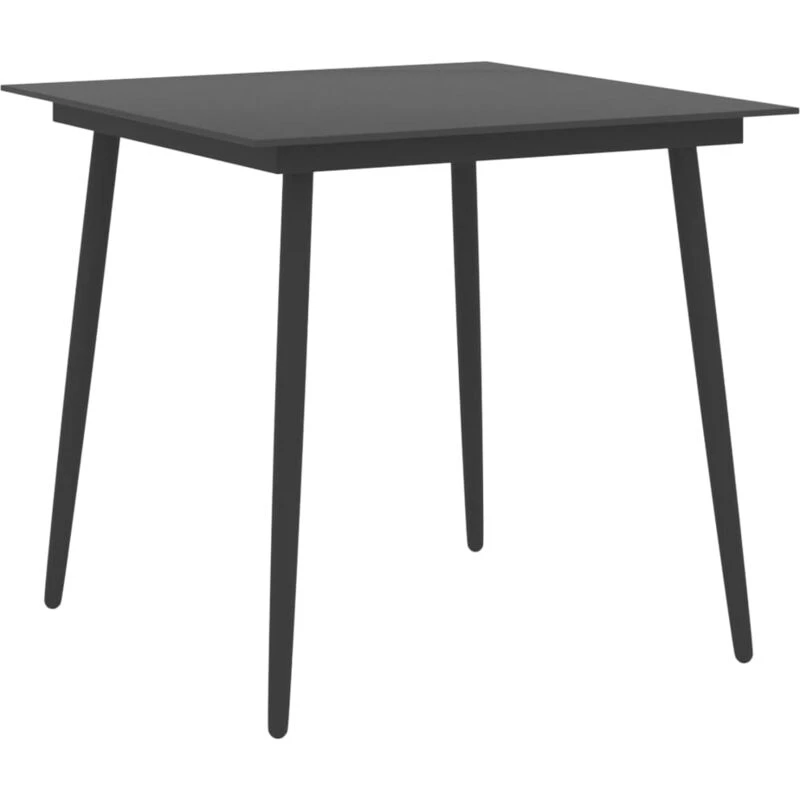 Image of VIDAXL Garden Dining Table Black 80x80x74cm Steel and Glass Vidaxl 8720286182000