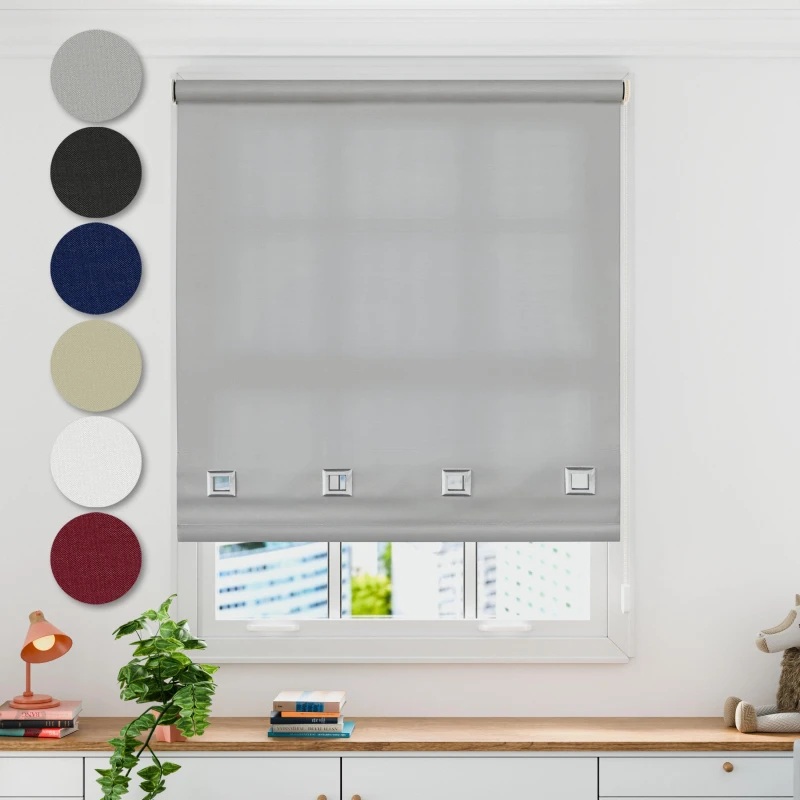 Image of Emma Barclay Square Eyelet Roller Blind Grey unisex 120x165cm