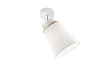 image of Agustino Adjustable Wall Light, Fabric Shade, White , 1x E27