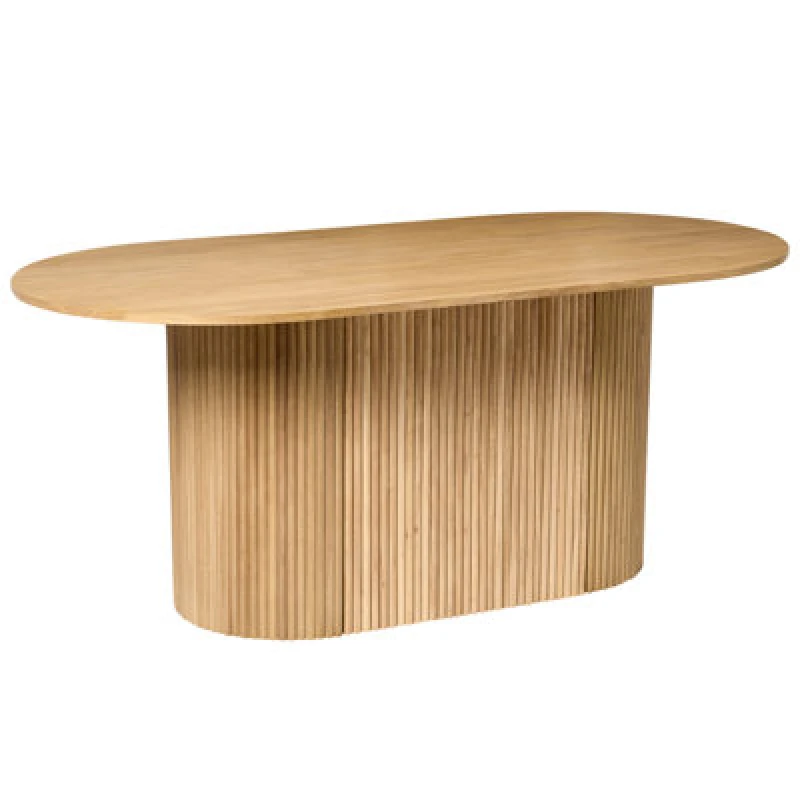 Image of Beliani Dining Table Lunnin Light Oak 90 Cm 180 Cm