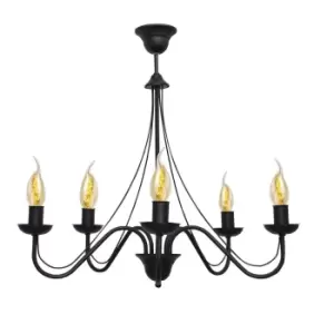 image of Malbo Multi Arm Pendant Ceiling Light Black 60cm