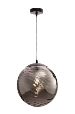 image of Modern Dunas Matt Black Pendant Ceiling Light Glass Shade