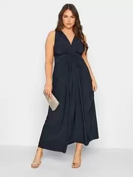 Image of Yours Knot Front Maxi Dress - Navy, Blue, Size 14, Women