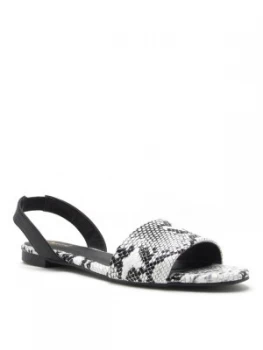 image of Qupid Identity 93 Flat Sandal Black White