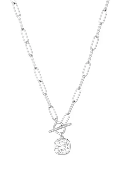 image of Simply Silver Sterling Silver 925 Cubic Zirconia Pendant Necklace Silver