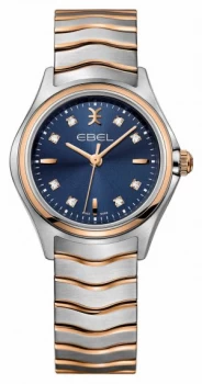 image of EBEL Wave Womens Diamond Set Two-tone Blue Dial Watch