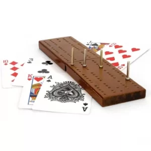 Image of Toyrific Wooden Cribbage Board & Playing Cards Traditional Card Game Set