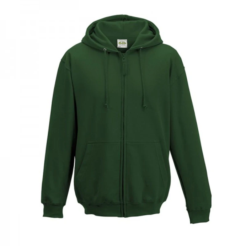 Image of AWDis AWDis Men Plain Hooded Full Zip Hoodie Zoodie in Green Size: large Green L Male 5054171853847
