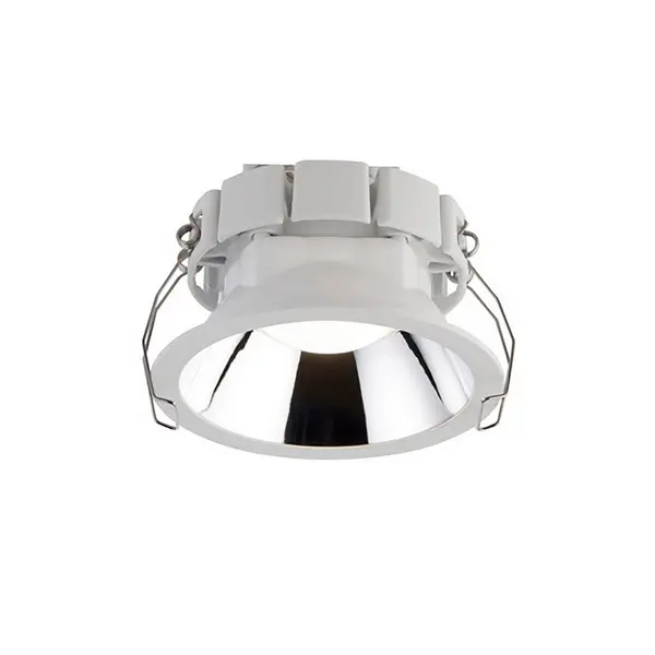 Image of Shield Fire Rated Bezel Chrome Recessed Downlight Matt White Paint