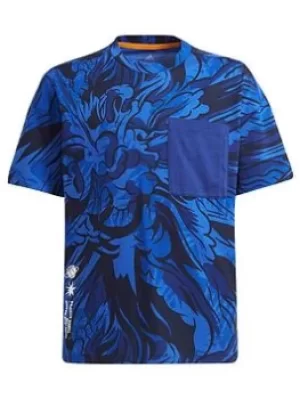 Image of adidas Junior Boys Arkd3 Tee, Blue/White, Size 13-14 Years