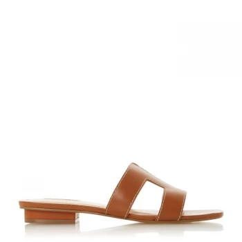 Dune Tan Leather 'Wf Loupe' Wide Fit Mule Slippers - 3